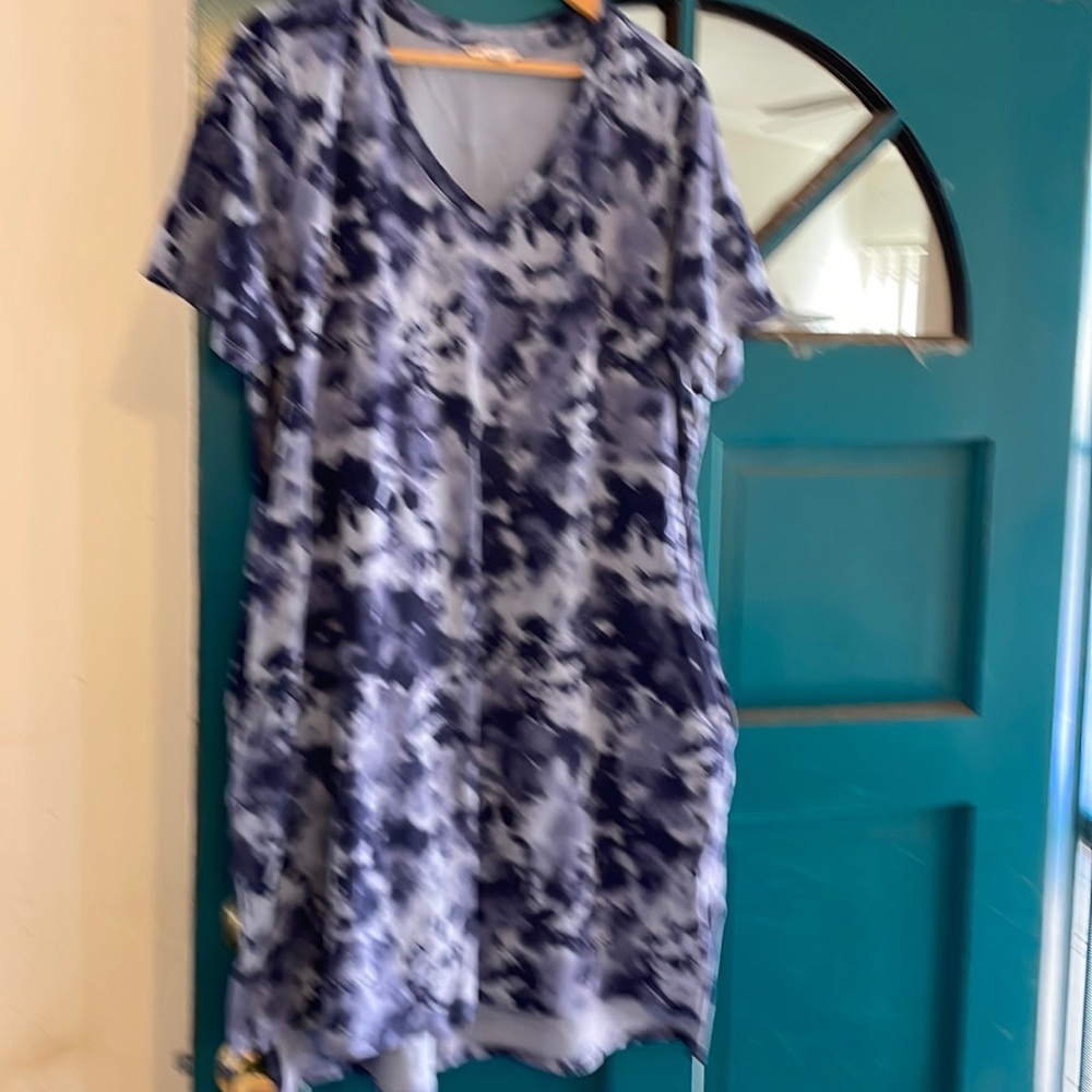 Blue tie dye t-shirt dress